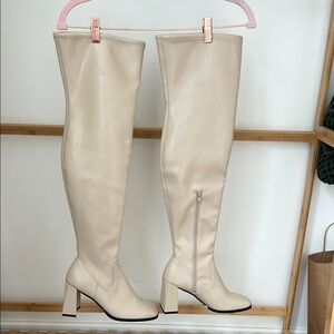 Elegant Cream Over-the-Knee Boots